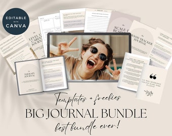Massive Journal Bundle For Coaches, White Label Rights Worksheets, Canva Journal Templates, Done-For-You Lead Magnets, Membership Content