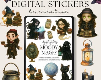 Moody Magic Planner Stickers, Potion Bottle Goodnotes Stickers, Notability Planner PNGs, Witchy Woo Embellishments, Magical Decor