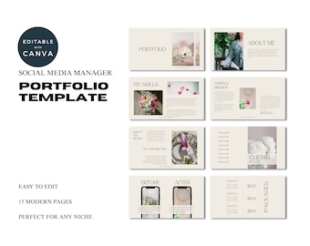 Social Media Portfolio Template | Minimalist Social Media Manager Portfolio Canva Template | Niche Marketing  | Content Creator Branding Kit
