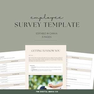 Employee Survey Template, Printable Staff Questionnaire, Digital Canva HR Forms, Favorite Things For Staff Appreciation, Getting To Know You