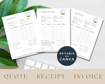 Invoice Template, Small Business Template Bundle, Modern Client Invoice, Editable Quote Template, Services Invoice, Business Invoice, Canva