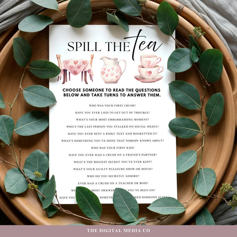 Spill the Tea Game, Fun Game Printable, Adult Tea Party Game, Brunch ...