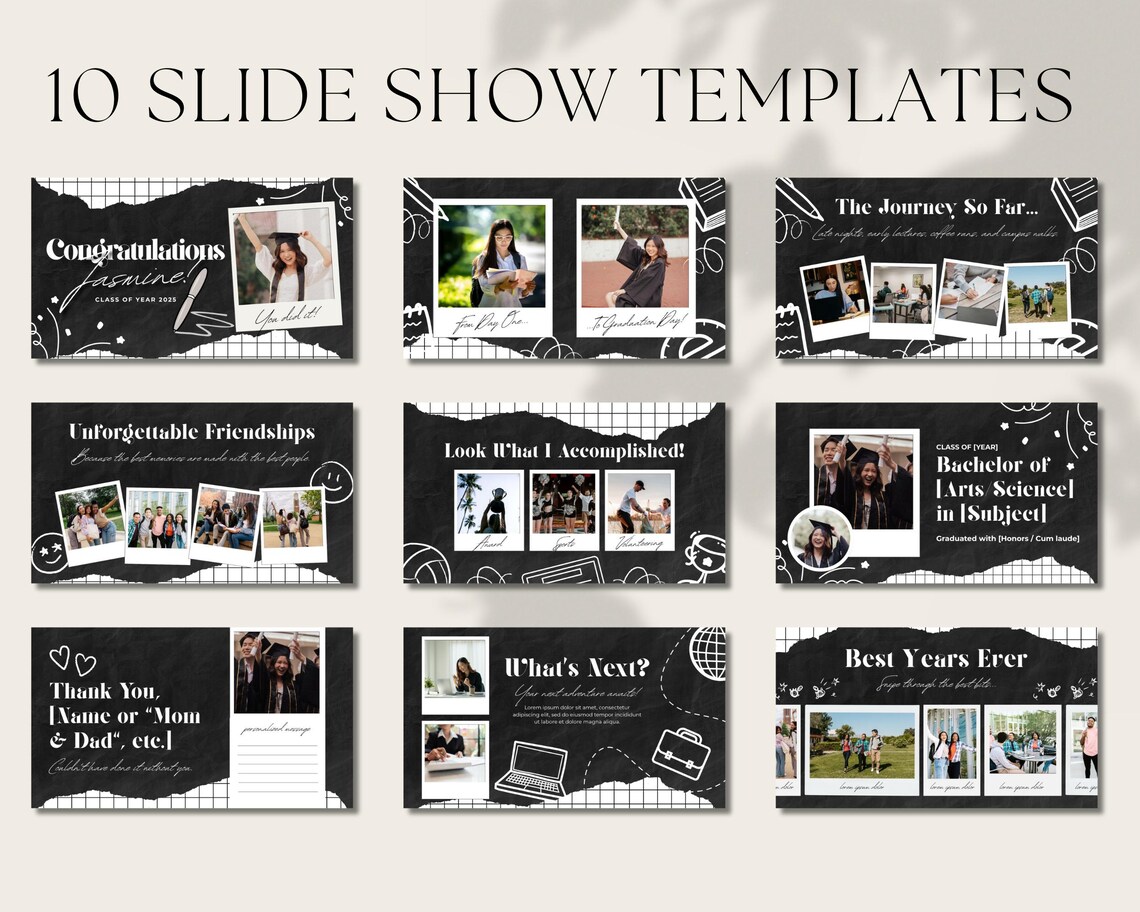 Editable Graduation Slideshow With 10 Templates, Class of 2025 Digital ...