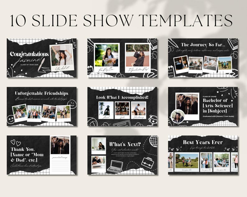 Editable Graduation Slideshow With 10 Templates, Class of 2025 Digital ...