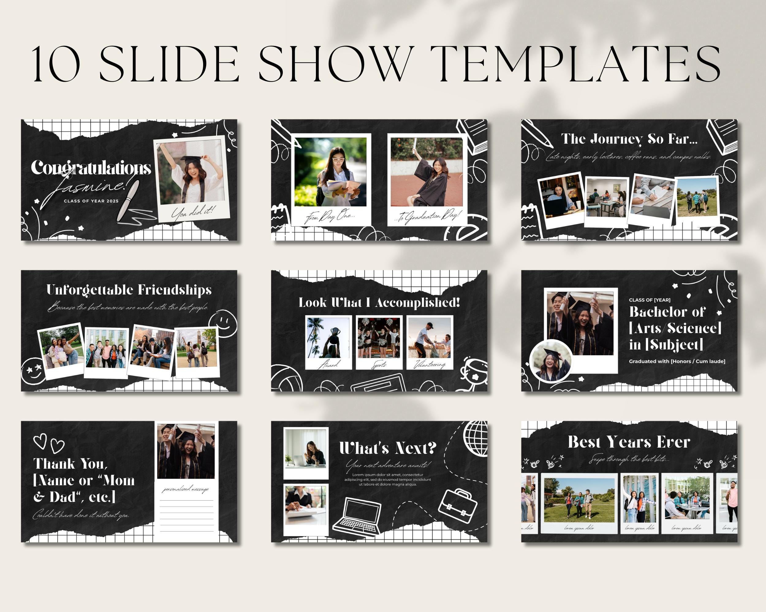 Senior Slideshow Editable Graduation Slideshow With 10 Templates, Class of 2025 Digital ...