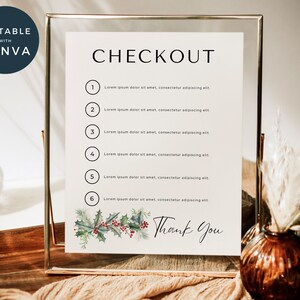 Szablon Canva na znak checkout Airbnb na Boże Narodzenie, Airbnb do druku, Znak świąteczny Airbnb, Szablon oznakowania Airbnb, Znak domu Airbnb, Wymeldowanie