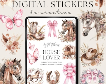 Horse Lover Digital Planner Stickers, Pony Digital Stickers, Goodnotes Stickers, Animal Stickers, Notability Embellishments, Ranch PNGS