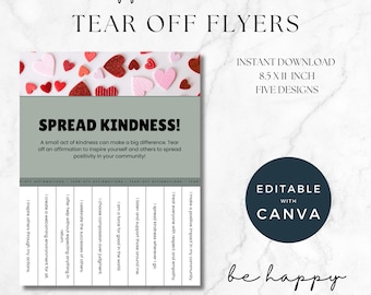 Affirmation Tear Off Flyer Bundle, Positive Mental Heath Sheet, Positive Compliments for Kids, Classroom Decor, School Counsellor