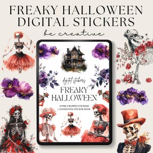 Freaky Halloween Digital Stickers, Goodnotes Spookyl Stickers, Png Witchy Woo Planner Stickers, Fantasy Stickers, Mystic Decorations