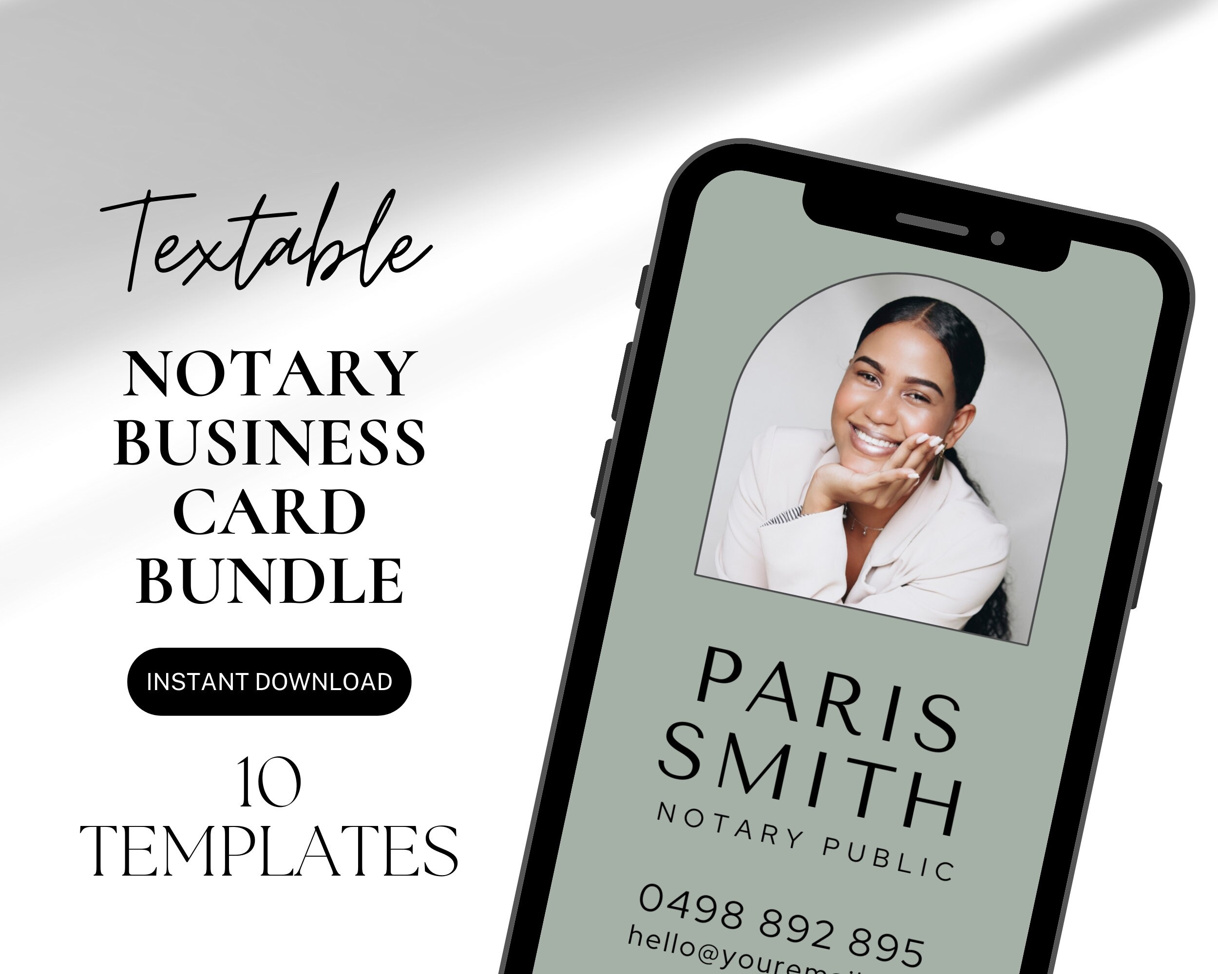 Notary Textable Digital Business Card Bundle, Notary Marketing, Canva