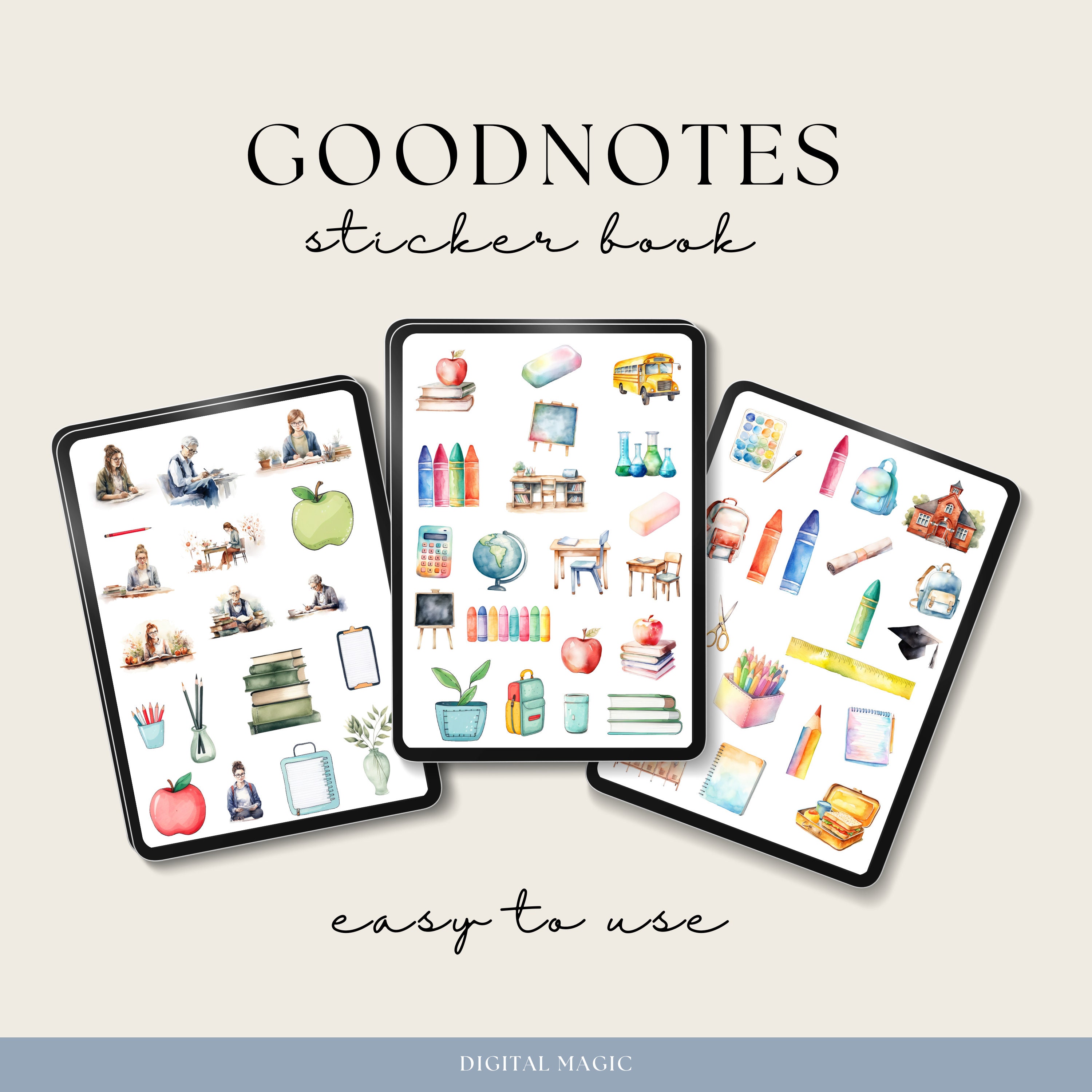 Back to School Digital Planner Stickers, Educational Goodnotes Stickers ...