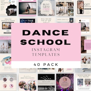 Plantillas para estudios de danza, publicaciones en redes sociales para profesores de danza, plantillas de Canva para bailarines profesionales, marketing para pequeñas empresas