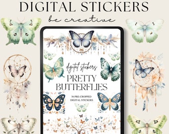 Butterfly Digital Planner Stickers, Goodnotes Stickers, Moth Stickers, Notability Planner, Ipad Nature Png, Butterflies Scrapbooking Files