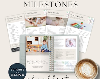 Developmental Milestones Checklist,  Newborn to 5 Years, Child Growth Tracker, Baby and Toddler Template, PDF Printable, Instant Download