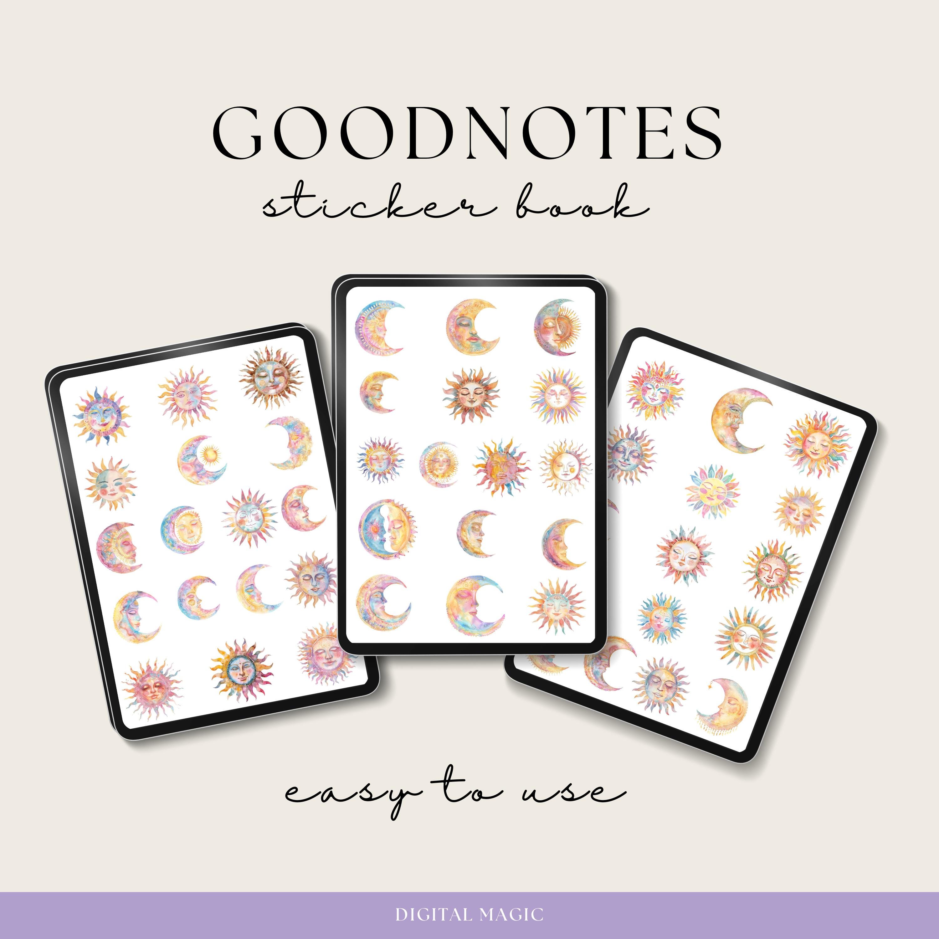 Sun and Moon Digital Planner Stickers, Goodnotes Celestial Stickers ...