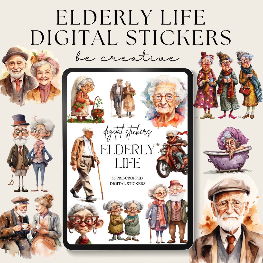 Elderly Life Digital Planner Stickers, Download Golden Years Goodnotes ...