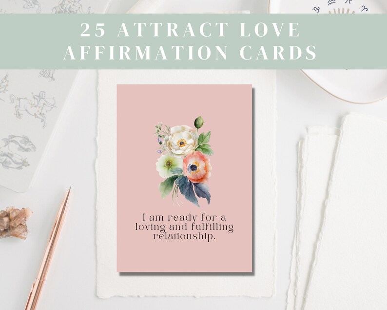 Attract Love Affirmation Cards Template Canva, Affirmation Station ...