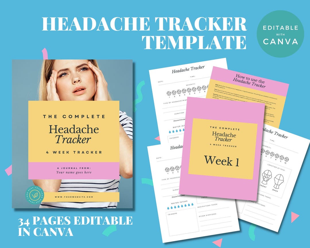 Headache Tracker Editable Canva Template - Etsy
