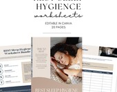 Rest Sleep Hygiene Worksheets, Sleep Tracker, Bedtime Routine, Journal, Self-Care, Mental Health PDF, Canva Health Template
