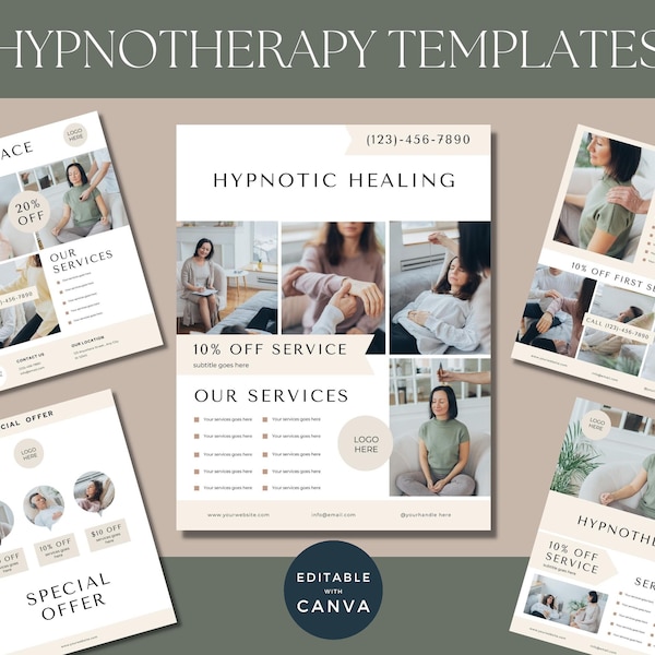 Hypnotherapy Flyer | Hypnotherapist Bundle |  Business Printable | Customizable Hypnotherapy Template | Healer Forms