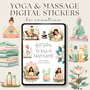 Yoga and Massage Digital Planner Stickers, Zen Goodnotes Stickers, Spiritual Stickers for Ipad, Buddhism Planner Embellishment, Yogi Sticker