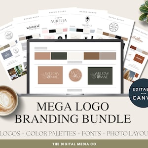 Paquete de tablero de marca, plantilla de tablero de estado de ánimo de tablero de marca, kit de marca, diseño de logotipo de bricolaje, logotipo prediseñado, plantilla de Canva editable para pequeñas empresas