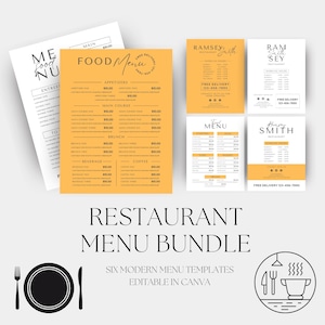 Modelo de Cardápio de Restaurante Canva | Download Instantâneo de Alimentos Frescos | Download Digital | Cardápio de Café para Imprimir | Coleção de Cardápios Editáveis