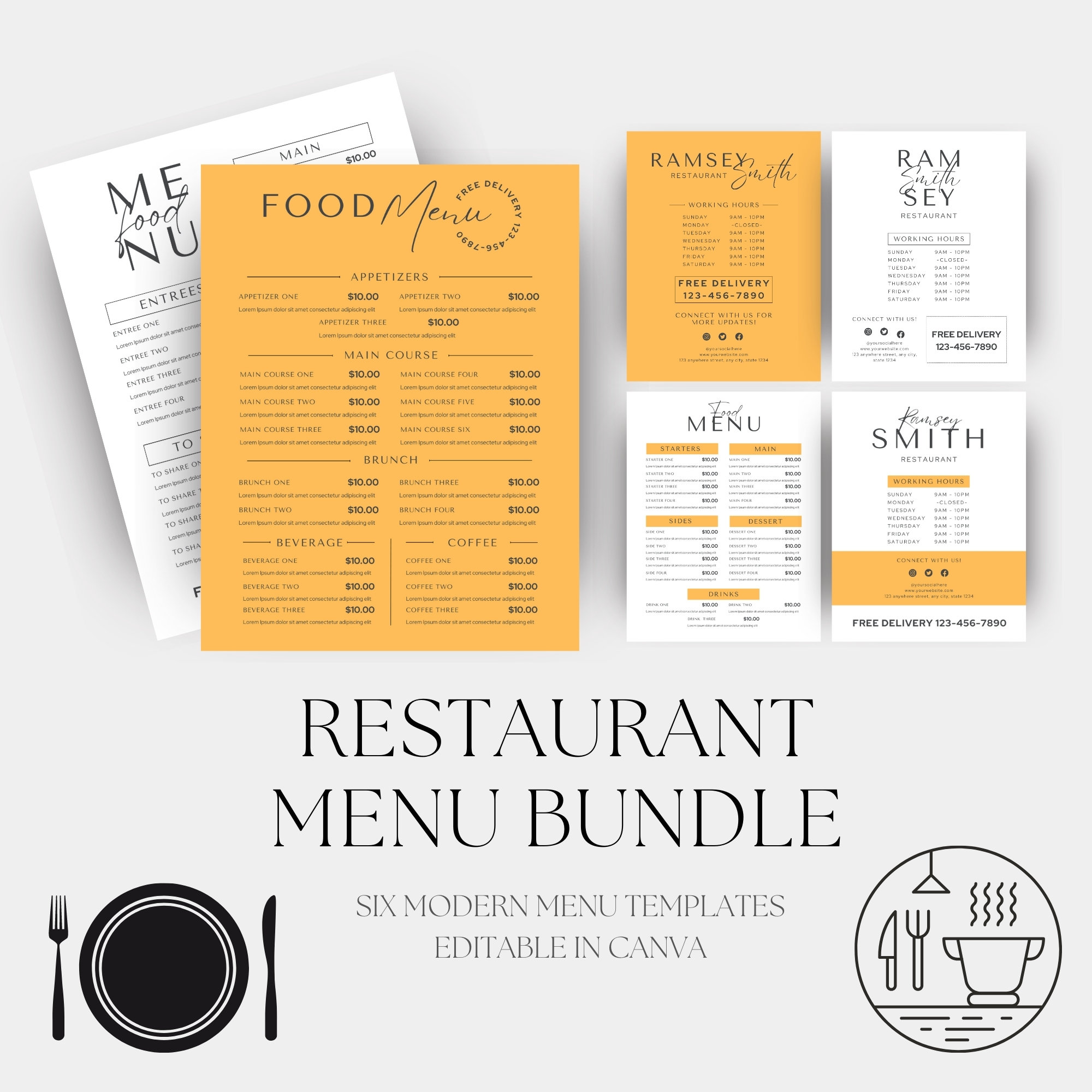 Menu Collection Canva Restaurant Menu Template | Fresh Food Instant Download | Digital ...