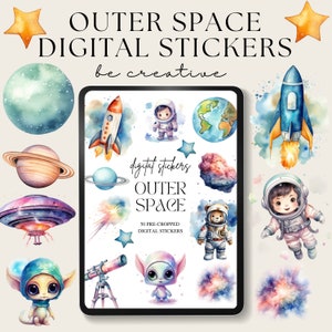 Outer Space Digital Planner Stickers, Goodnotes Celestial Stickers, Astrology Stickers,  Fantasy Stickers, Astronaut, Junk Journal
