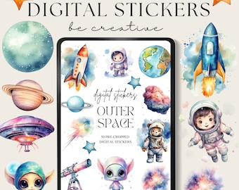 Outer Space Digital Planner Stickers, Goodnotes Celestial Stickers, Astrology Stickers,  Fantasy Stickers, Astronaut, Junk Journal