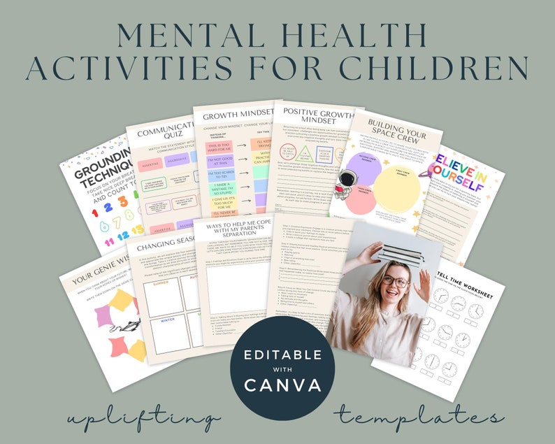 Mental Health Activities for Children, Kids Mental Health Printables, Editable Young Learners Worksheets Bundle, Therapist Work Sheets image 1