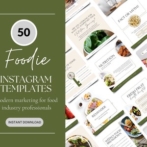 Food Blogger Instagram Templates for Canva, Instagram Post Templates for Restaurants, Foodie Social Media Content, Healthy Food Templates