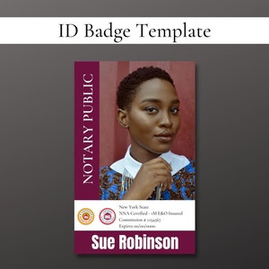 ID Badge Template for Notary Signing Agents, ID Badge Template, Notary Security Badge, Professional Notary ID Badge, Notary Resources