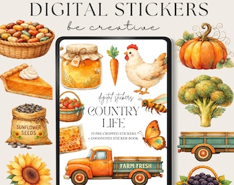Country Life Digital Sticker Pack With Goodnotes Sticker Book
