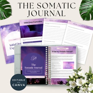 Somatic Journal, Printable Mind Body Wellness Workbook for Nervous System Regulation, Self-Healing, and Trauma Recovery, Canva Template