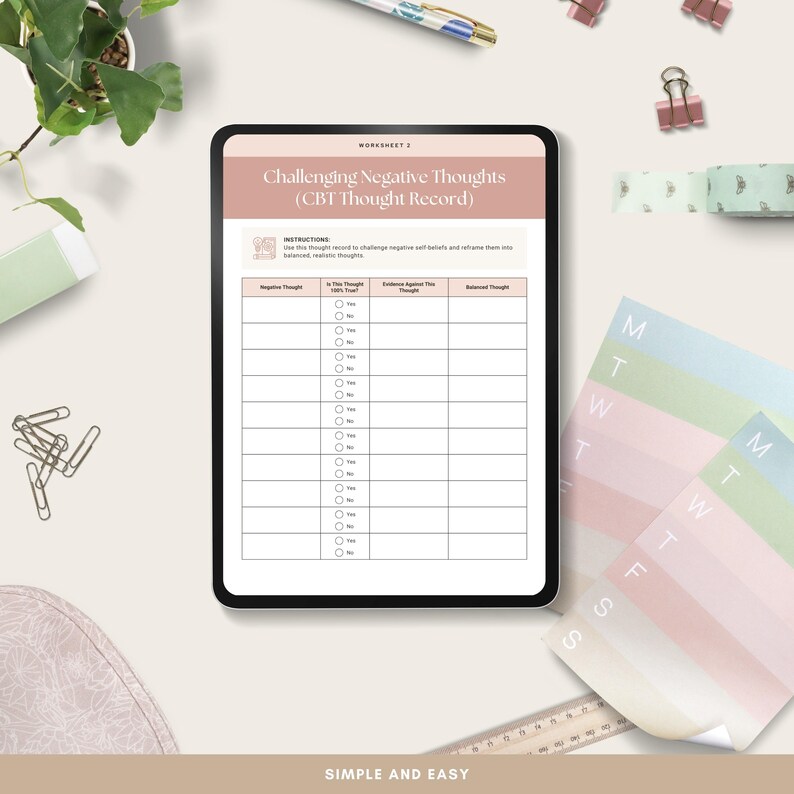 CBT Body Image Worksheets | Printable Therapy Workbook | Self-esteem ...