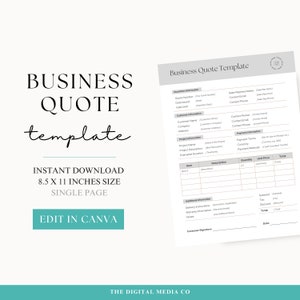 Quote Template, Small Business Document, Modern Client Quotation, Editable Quote Template, Services Proforma, Canva Pro Forma Doc