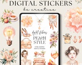 Peach Style Digital Planner Stickers, Peach Stickers, Goodnotes Pages Embellishments, Every Day Ipad Stickers, Peach Fuzz Png Decorations