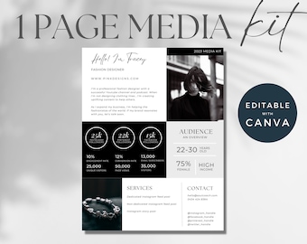 Modèle d'influenceur de kit média Canva, Modèle de kit média Canva, Kit média Canva, Kit média de créateur de contenu, Modèles de marketing d'influence
