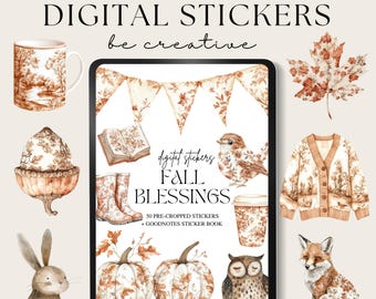 Fall Blessings Digital Planner Stickers, Autumn Seasonal Stickers, Notability Season Pngs, Clothes Goodnotes Stickers, Ipad Decorations