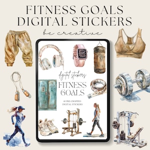 Adesivos digitais de fitness, adesivos Goodnotes para atividades ao ar livre, adesivos para todos os dias, enfeites de planejador de notabilidade, exercícios