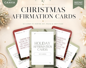 Christmas Affirmation Cards Editable Canva Template, Holiday Affirmation Cards, Printable Self Care Cards, 5x7 Instant Download