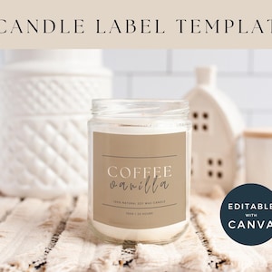 Editable Candle Label Template | Coffee Candle Label | Customizable Label | Luxury Candle Label | Candle Label Signature Collection