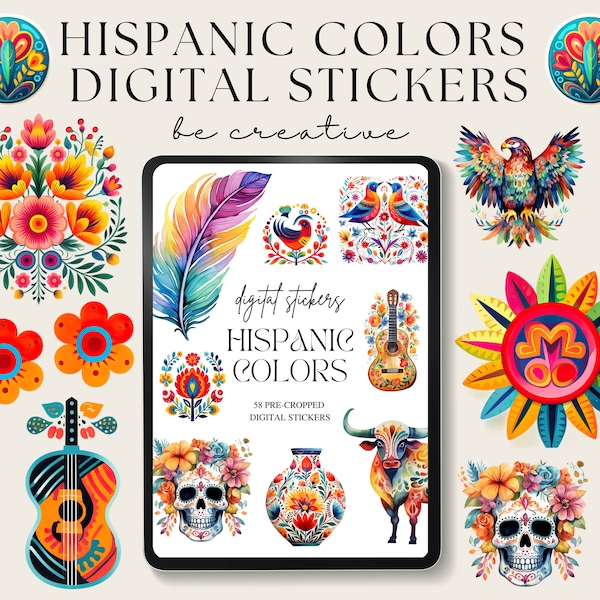 Hispanic Digital Planner Stickers | Digital Sticker Set | Goodnotes Stickers | Spanish Culture Stickers | Goodnotes Planning | Ipad PNG File