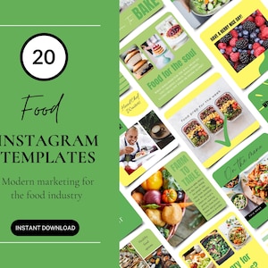 Food Blogger Instagram Templates for Canva, Instagram Post Templates for Restaurants, Foodie Social Media Content, Healthy Food Templates