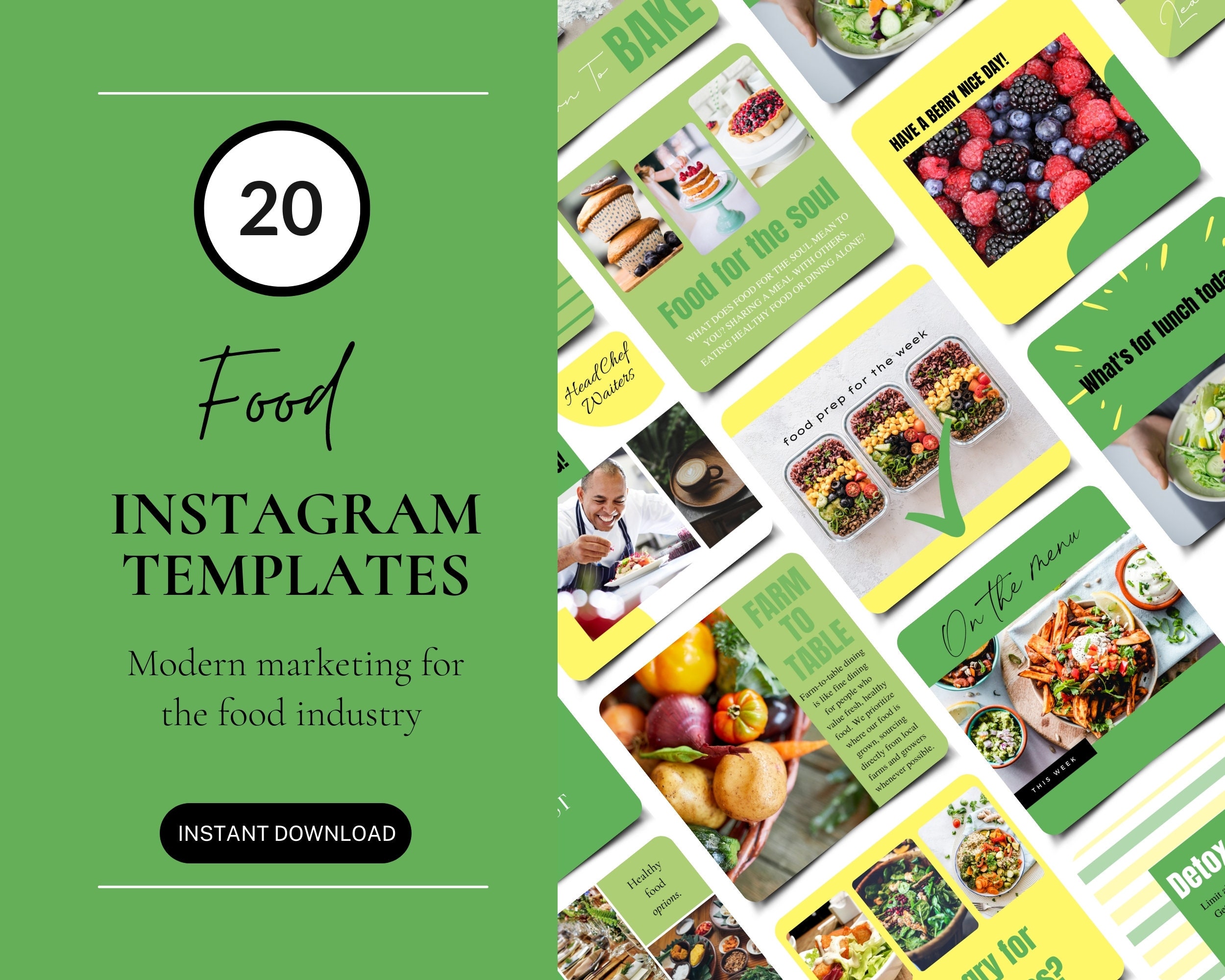 Food Blogger Instagram Templates for Canva, Instagram Post Templates ...