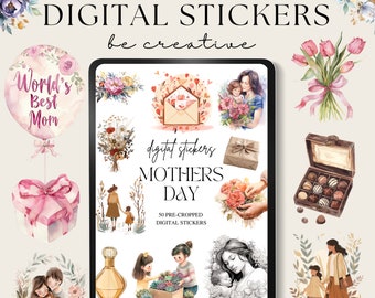Digital Mother's Day Stickers, Goodnotes Family Stickers, Digital Church Happy Mother', Happy Mothers Day Tags, Digital Mothers Day Download