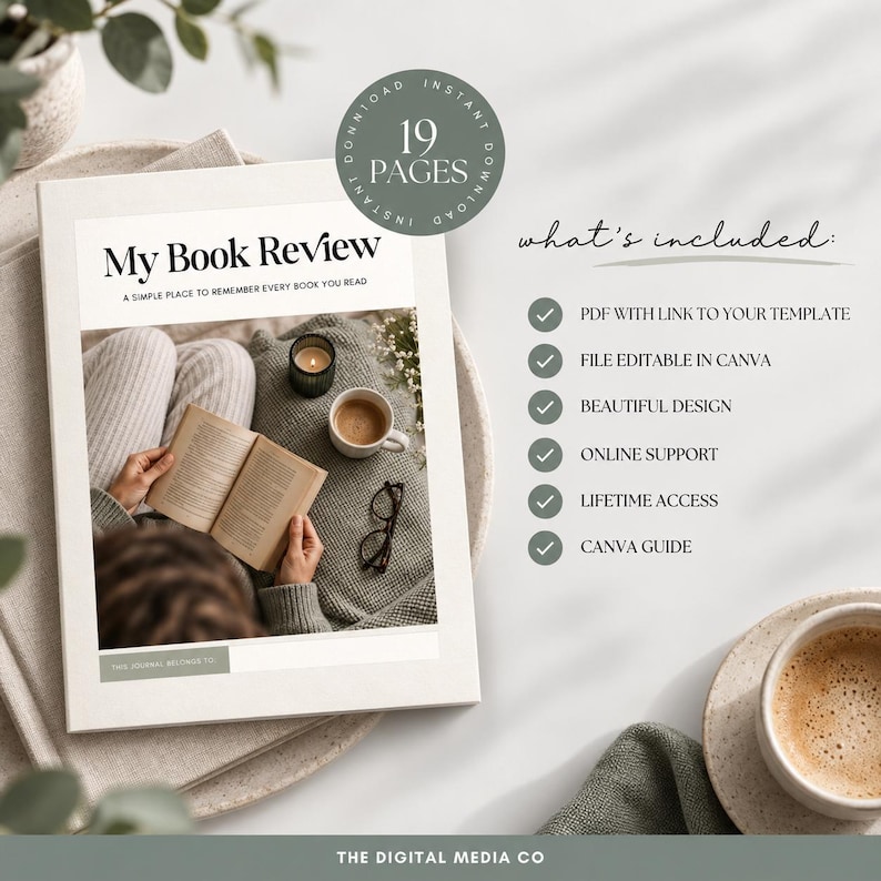 Editable Book Review Journal Canva Template, Printable Reading Log ...