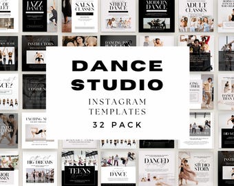 Plantillas para estudios de danza, publicaciones en redes sociales para profesores de danza, plantillas de Canva para bailarines profesionales, marketing para pequeñas empresas de espectáculos
