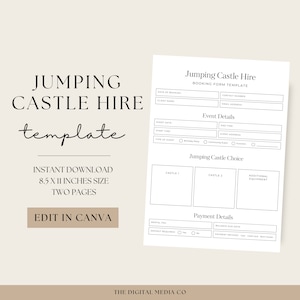 Bouncy Castle Hire Template, Amusement Park Template, Fun Zone Document, Entertainment Rental Flyer, Jumping Castle Printable, Editable Form